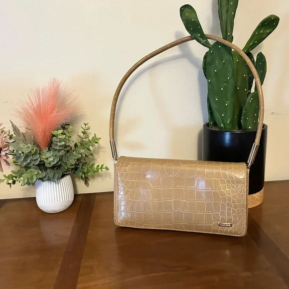 Nine West Tan Croc-Embossed Shoulder Bag - Picture 2 of 8